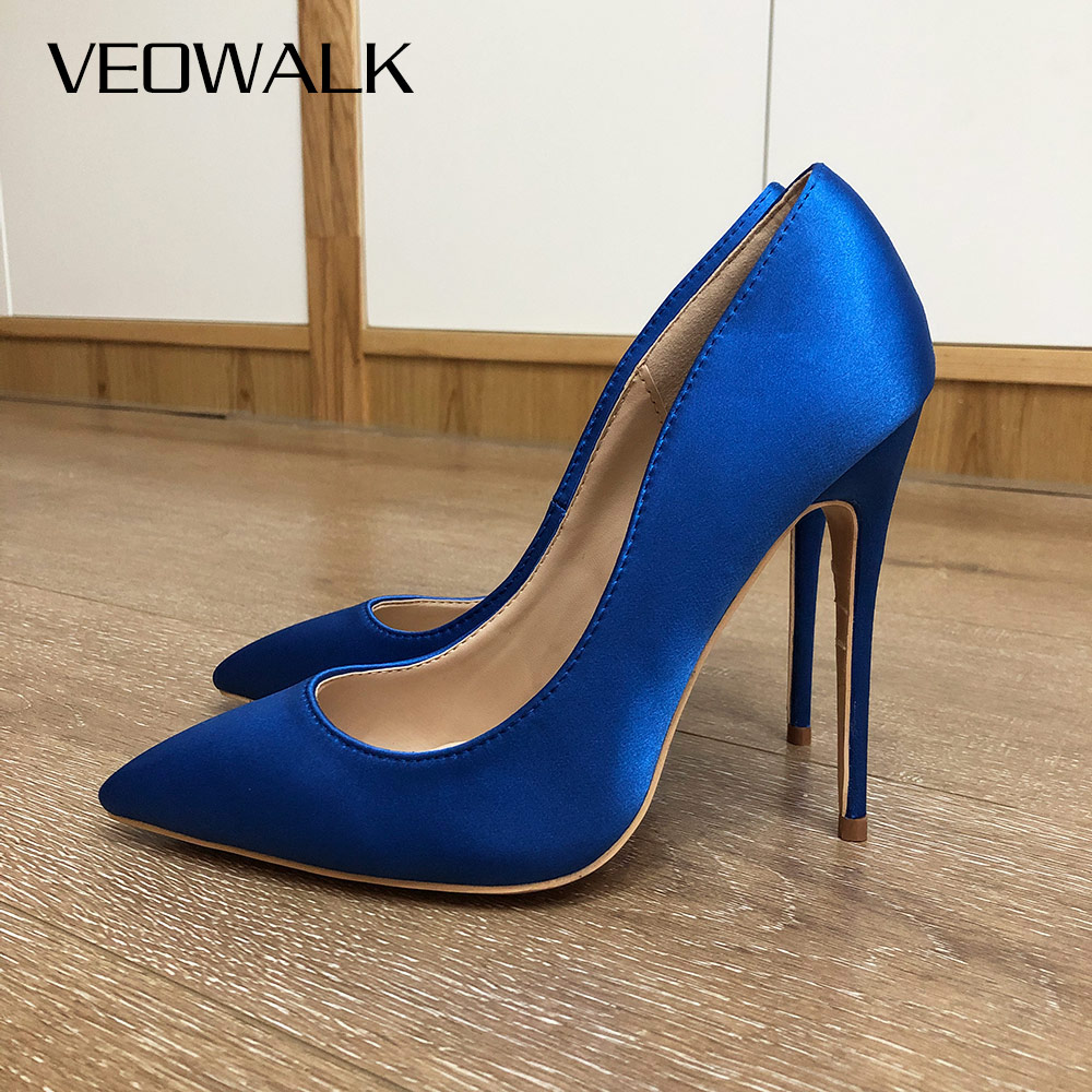 Slip Dress Satin - Veowalk Royal Blue Women Silk Satin