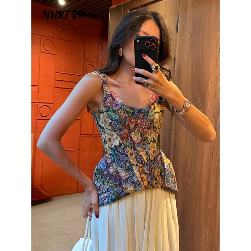 Corset Waist Cinch - Floral Printed Waist Cinched Women's Corset