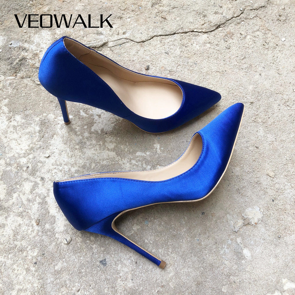 Veowalk Royal Blue Women Silk  - огляд і ціна Slip Dress Satin