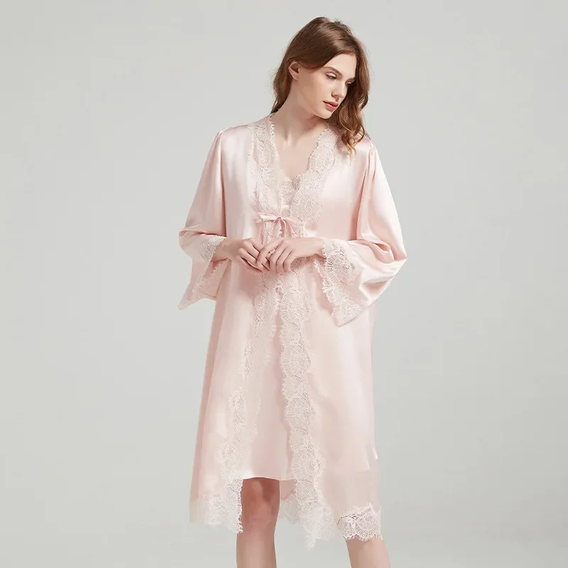 Lace Trim Silk Robe Nightgown  - огляд і ціна Robe Silk Women