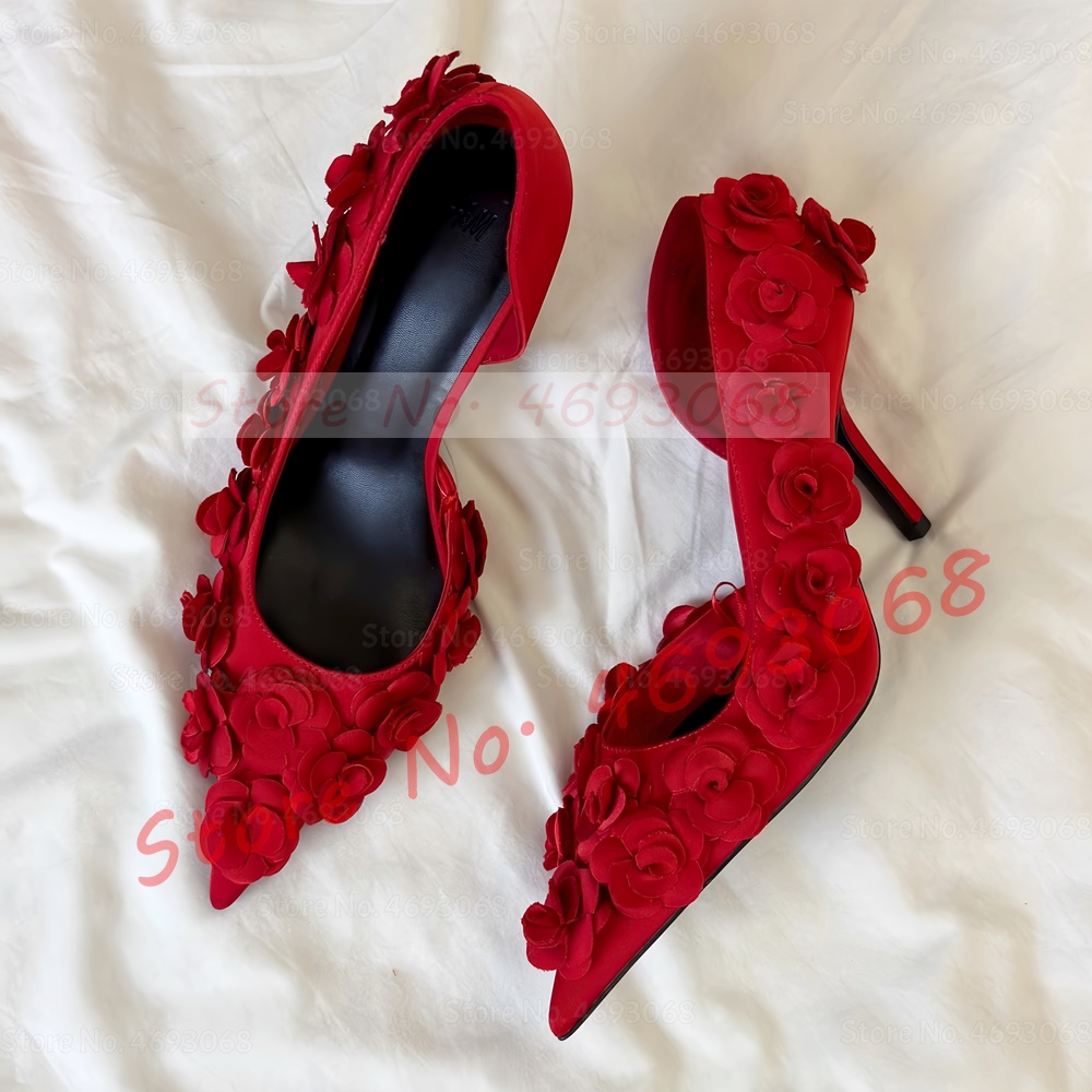 Vibrant Red Floral Appliques P - огляд і ціна Slip Dress Satin