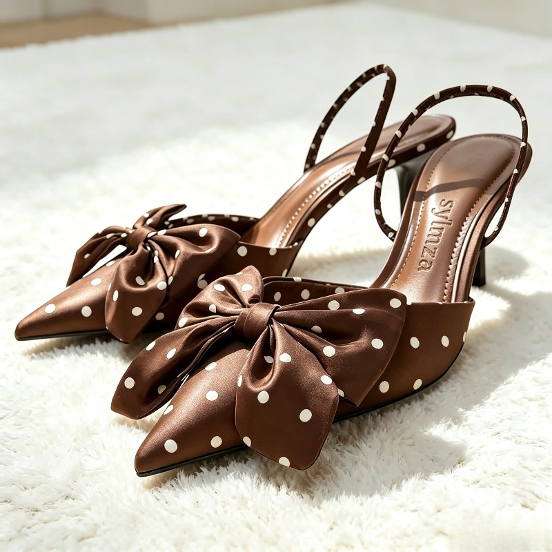 Brown Polka Dot Butterfly Knot - огляд і ціна Slip Dress Satin