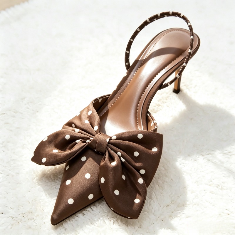 Brown Polka Dot Butterfly Knot - огляд і ціна Slip Dress Satin