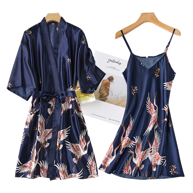 Burgundy Women 2PCS Faux Silk  - огляд і ціна Robe Silk Women